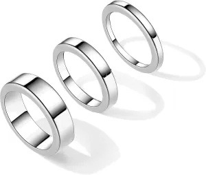 Gold Stacking Rings for Women Stackable Thin Rings Dainty Thumb Pinky Band Rings Chunky Thick Rings for Women (silver)