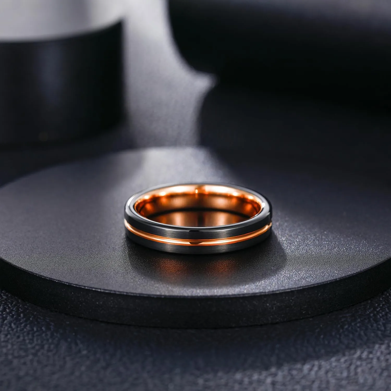 Greenpod 4mm Tungsten Wedding Bands for Women Men Blue/Silver/Gold/Rose Gold Engagement Rings High Polish/Brushed Finish Grooved Comfort Fit Size 4-12