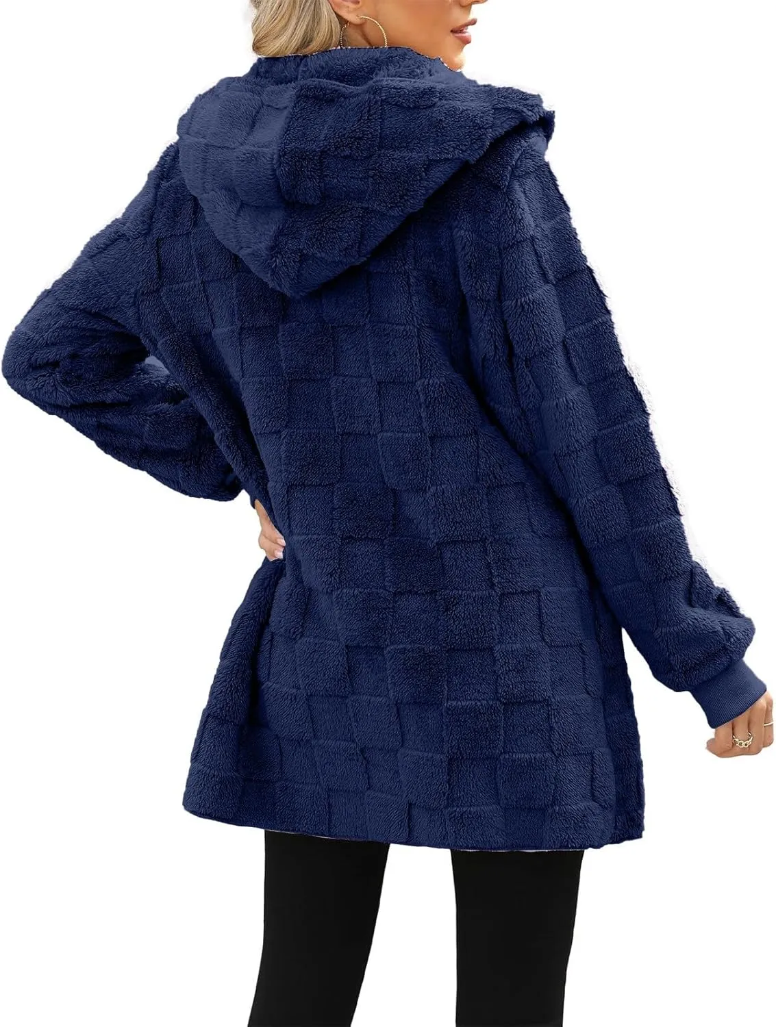 Gumipy Sherpa Jacket Women Open Front Hooded Fleece Jacket Fuzzy Warm Womens Jacket Cardigan Trendy Women Winter Clothes