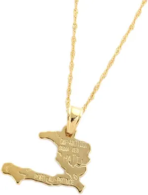 Haiti Map Necklace Pendants for Women Necklace Real Gold Plated Jewelry Gifts Map of Haiti