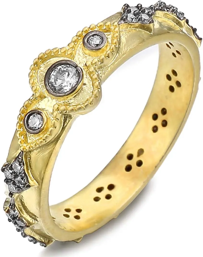 HAMPTON GEMS DESIGNER INSPIRED, 4 STYLES- STACKABLE RINGS, CONTRAST SATIN GOLD & SATIN SILVER (1/8" IN SG, 8)