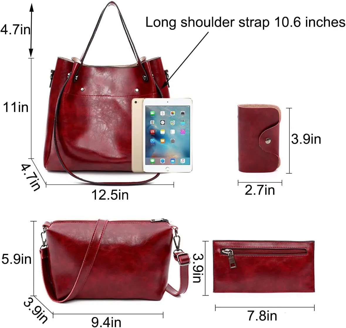 Handbag for Women Wallet Tote Bag Shoulder Bags Top Handle Satchel 4pcs Purse Set