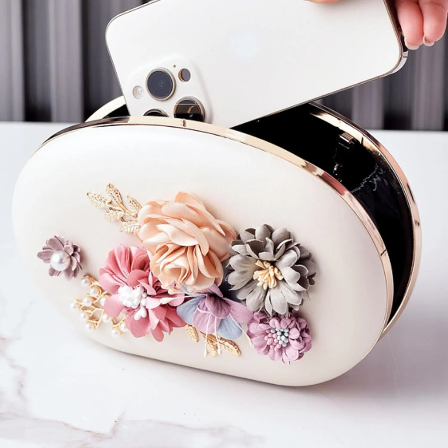 Handmade Floral Evening Bags for Women Purses and Handbags Flower Clutch Bag for Party Wedding Crossbody Bag