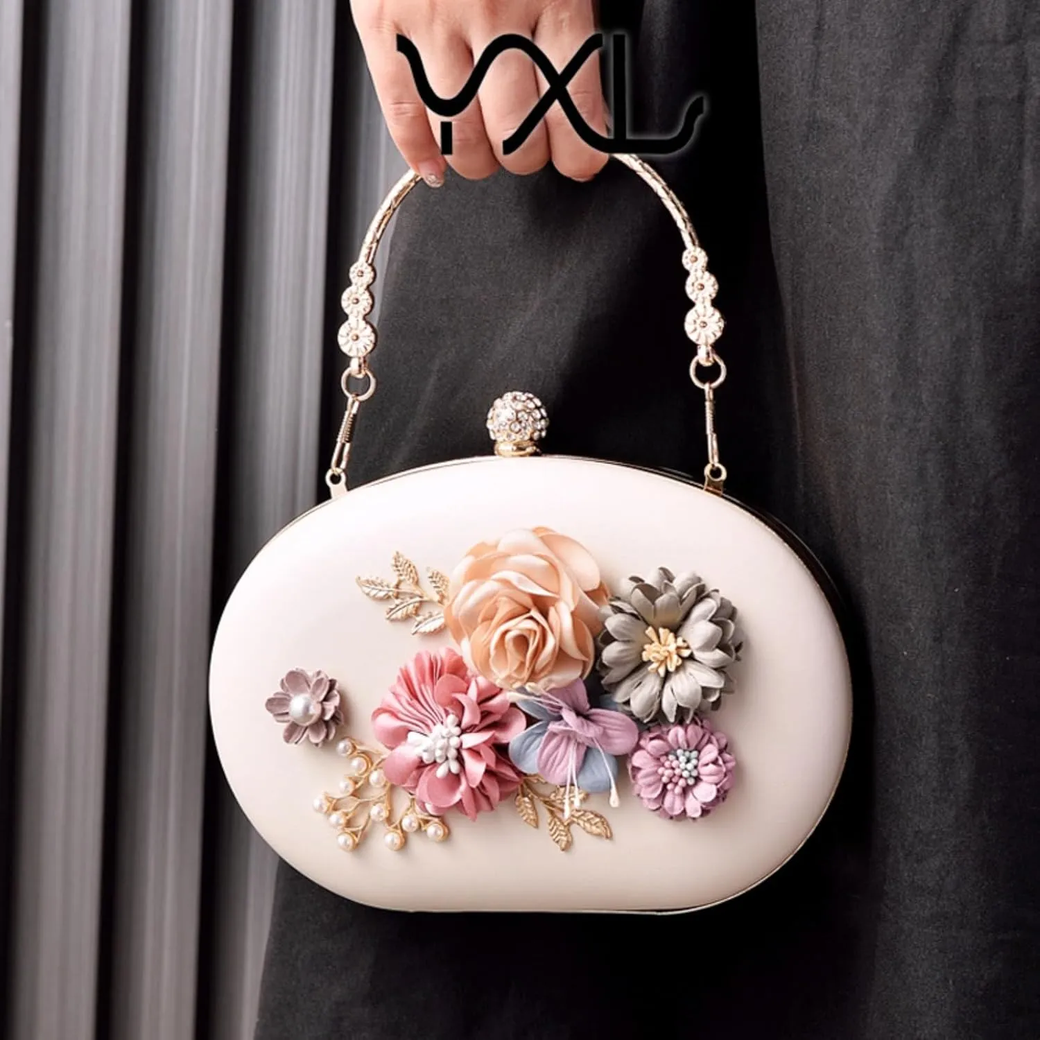 Handmade Floral Evening Bags for Women Purses and Handbags Flower Clutch Bag for Party Wedding Crossbody Bag