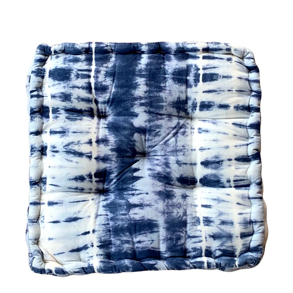 Handmade Indigo Tie and Dye Cotton Floor Cushion Pillow