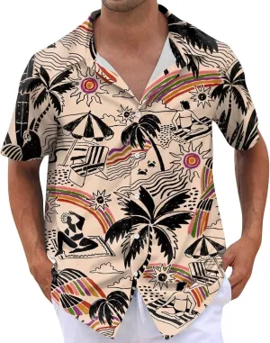 Hawaiian Shirt for Men, Unisex Summer Beach Casual Short Sleeve Floral Button Down Shirts, Tropical Holiday Beach Shirts