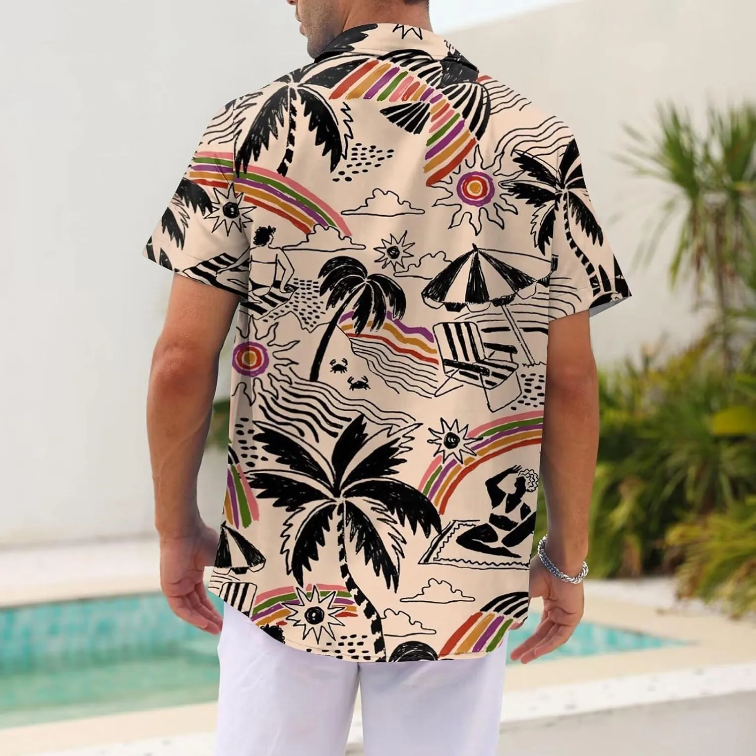 Hawaiian Shirt for Men, Unisex Summer Beach Casual Short Sleeve Floral Button Down Shirts, Tropical Holiday Beach Shirts