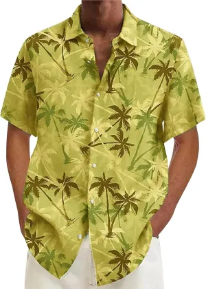 Hawaiian Style Shirt for Men 3D Digital Print 2024 Summer Beach Vacation Casual Lapel Shirts Light Combat Button Tops