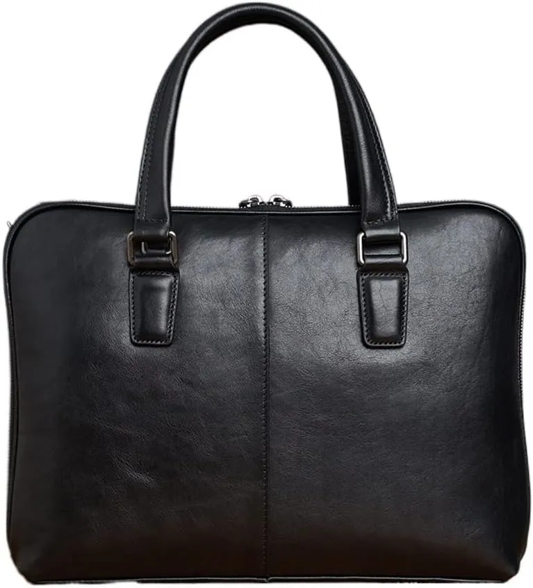 HBJWOV Leather Vintage Man Handbag Briefcase Men Shoulder Bags Coffe Business 14 Inch Laptop Bag