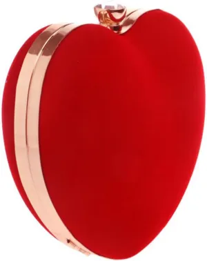 Heart Shaped Evening Bag Red Large Capacity Clutch Purse for Women Cream Handbag Choice for Banquet Party