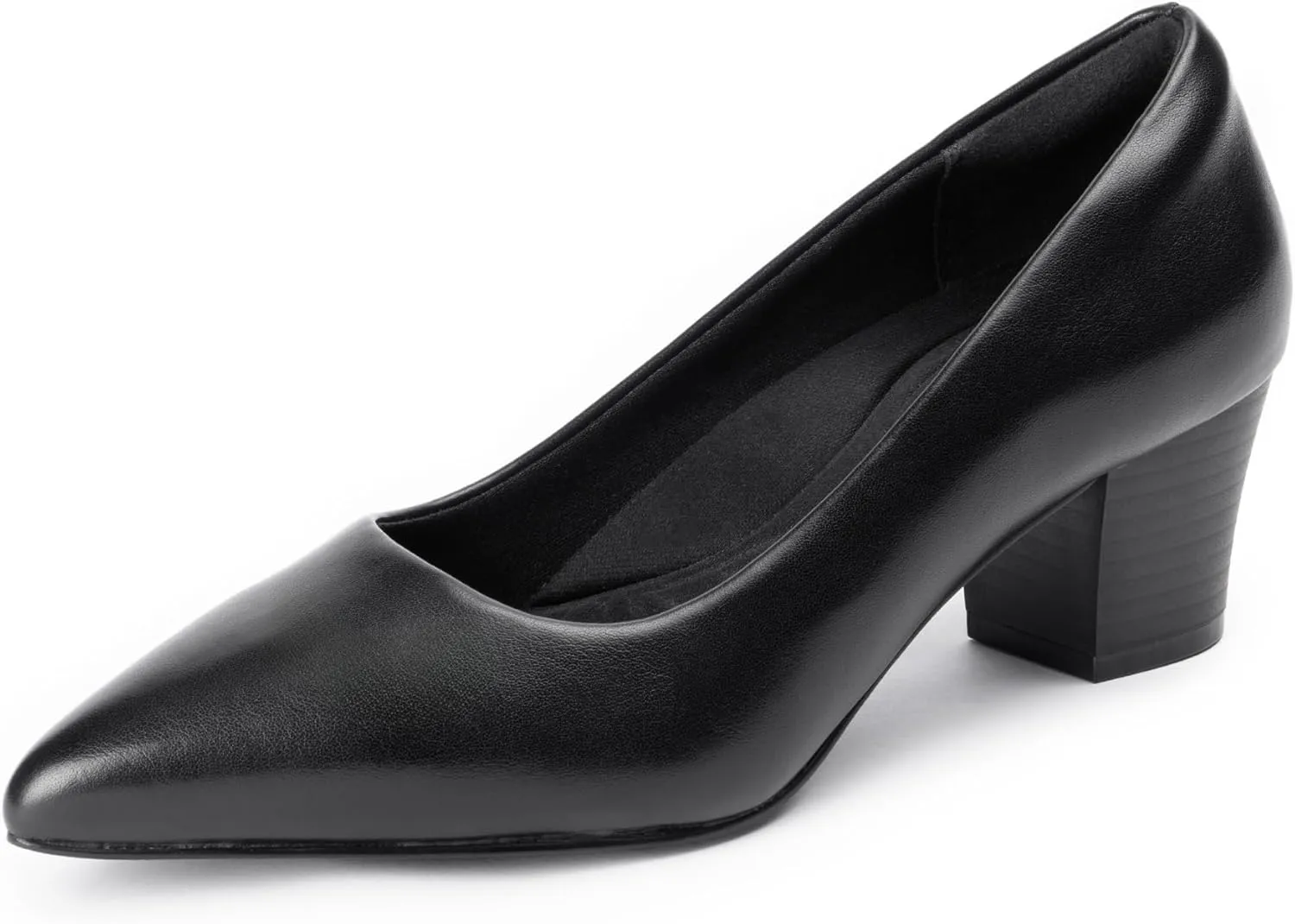 Heels for Women with Arch Support, Low Chunky Block Closed Toe Heels,Comfortable Pointed Toe Dress Office Slip on Pumps Shoes