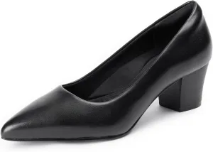Heels for Women with Arch Support, Low Chunky Block Closed Toe Heels,Comfortable Pointed Toe Dress Office Slip on Pumps Shoes