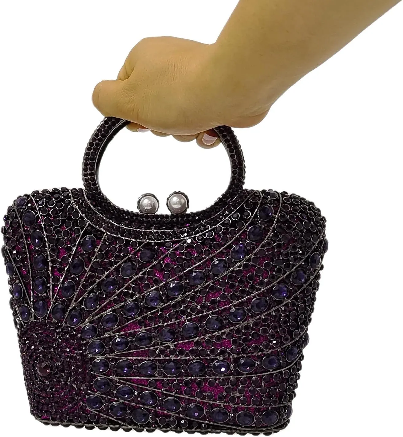 HUANG ZHUANG Elegant Crystal Basket Clutch Women Rhinestone Evening Bag Wedding Formal Party Banquet Purses Handbag