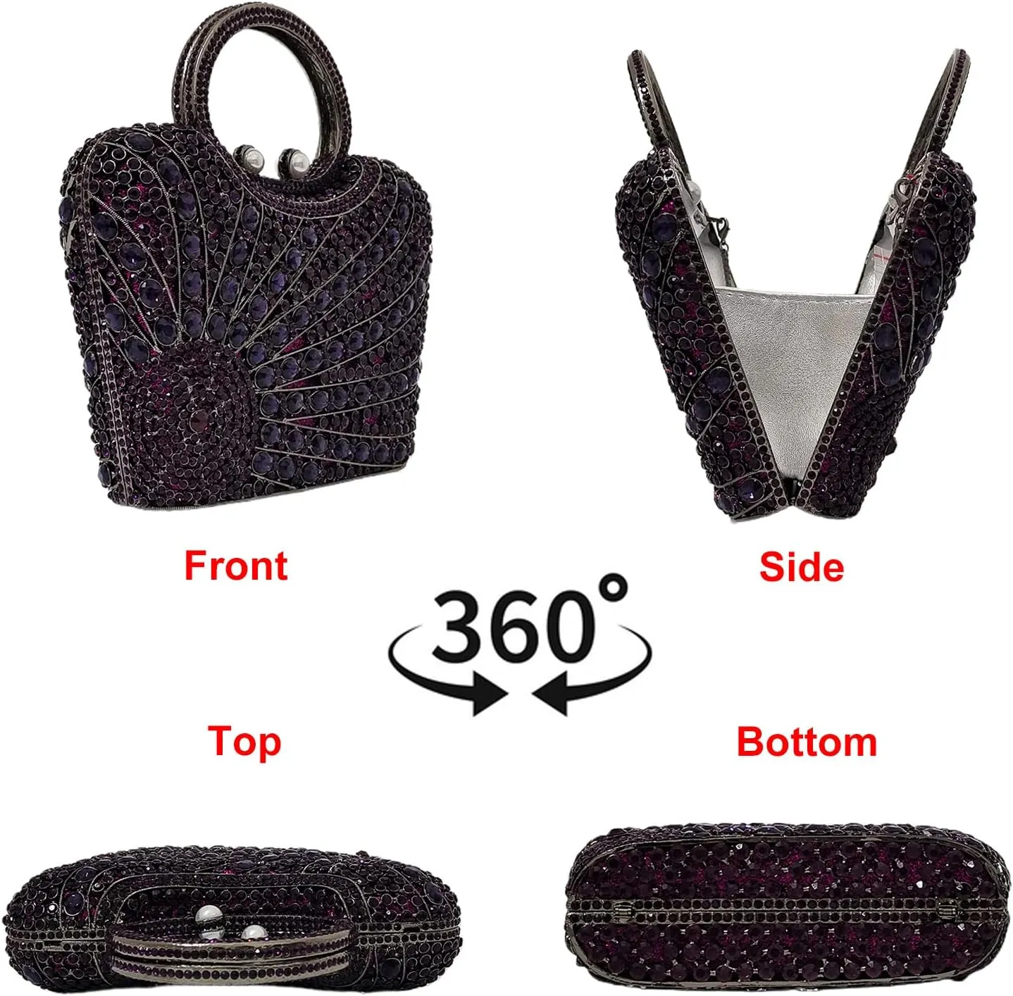 HUANG ZHUANG Elegant Crystal Basket Clutch Women Rhinestone Evening Bag Wedding Formal Party Banquet Purses Handbag