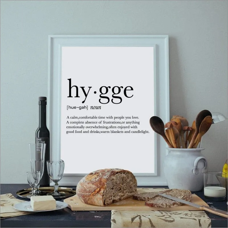 Hygge Printed Canvas Definition Wall Art - 8 Sizes