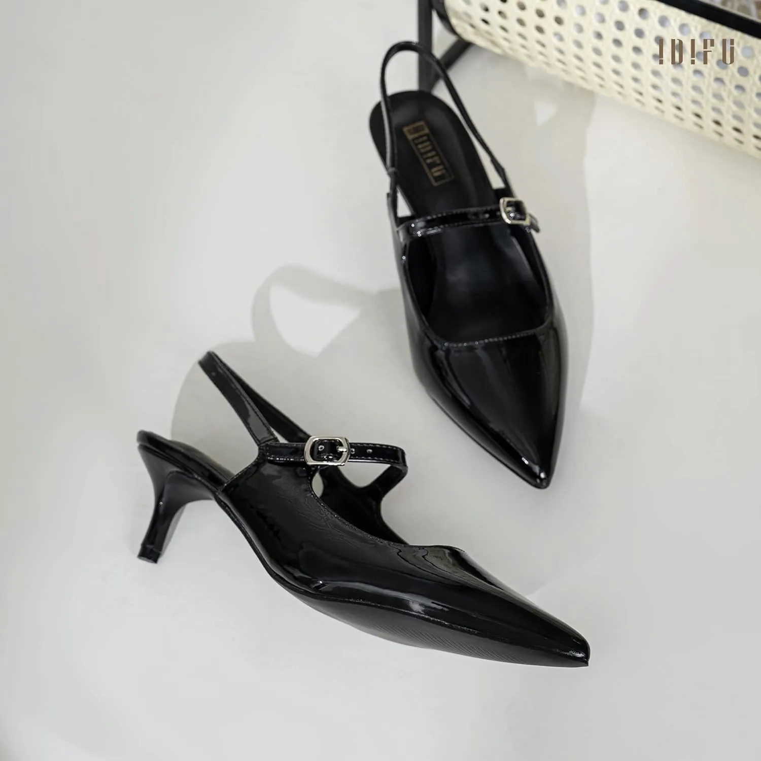 IDIFU IN2 Low Kitten Slingback Closed Toe Heels Pumps Wedding Bridal Prom Party Work Office Dress Shoes for Women Comfortable Dressy Formal Short Small Pointed Toe Heels