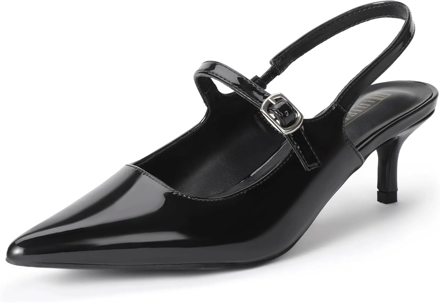 IDIFU IN2 Low Kitten Slingback Closed Toe Heels Pumps Wedding Bridal Prom Party Work Office Dress Shoes for Women Comfortable Dressy Formal Short Small Pointed Toe Heels