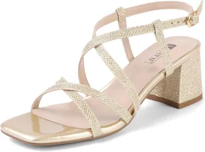 IDIFU IN2 Strappy Heels Chunky Block Square Toe Wedding Prom Bride Bridal Dance Party Dress Shoes for Women Trendy Comfortable Dressy Cute Casual Summer Heeled Sandals Slingback Low Short Heels
