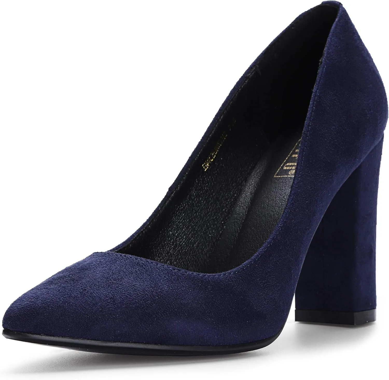 IDIFU Women's IN4 Chunky-HI Block High Heels Closed Pointed Toe Pumps Dress Office Shoes for Women