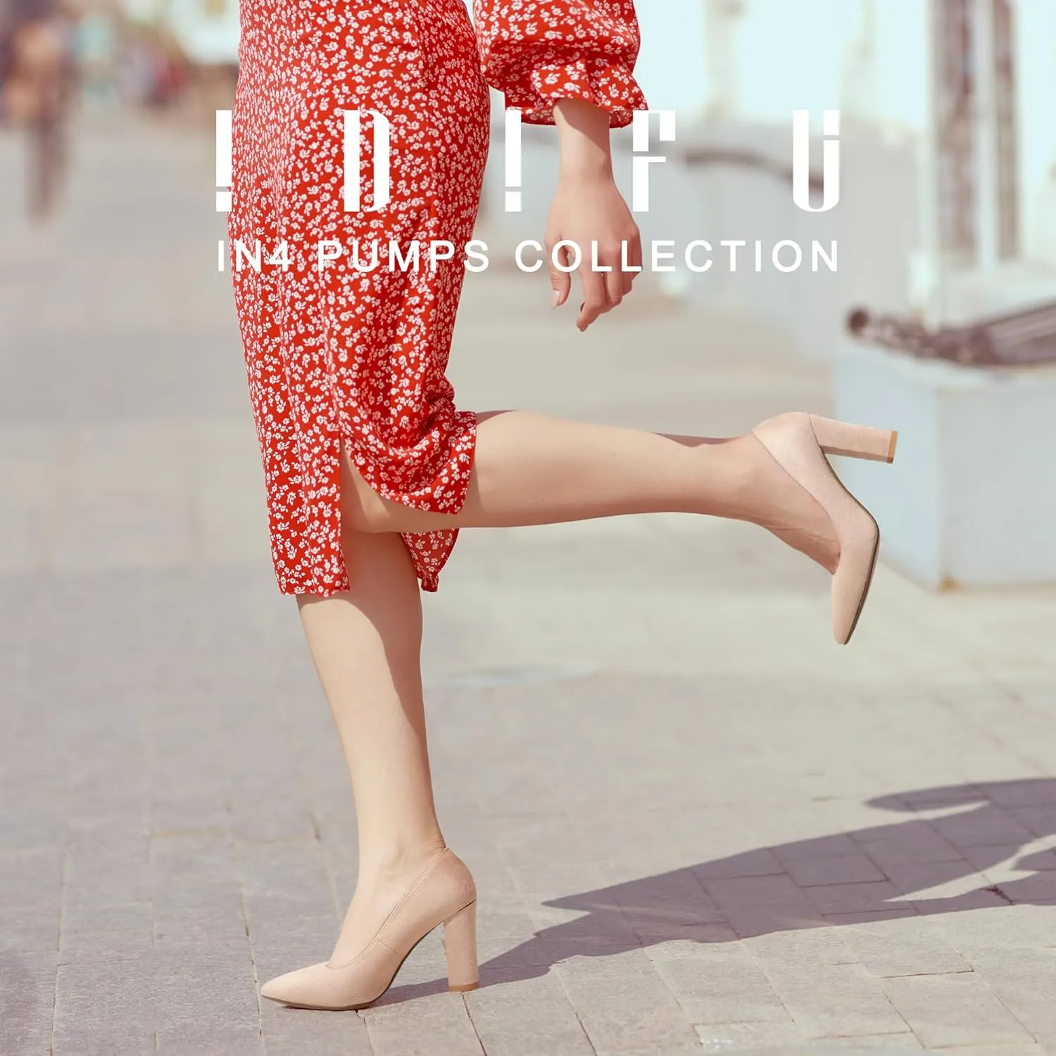 IDIFU Women's IN4 Chunky-HI Block High Heels Closed Pointed Toe Pumps Dress Office Shoes for Women