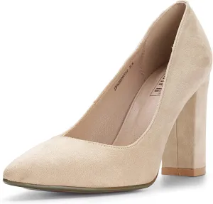 IDIFU Women's IN4 Chunky-HI Block High Heels Closed Pointed Toe Pumps Dress Office Shoes for Women