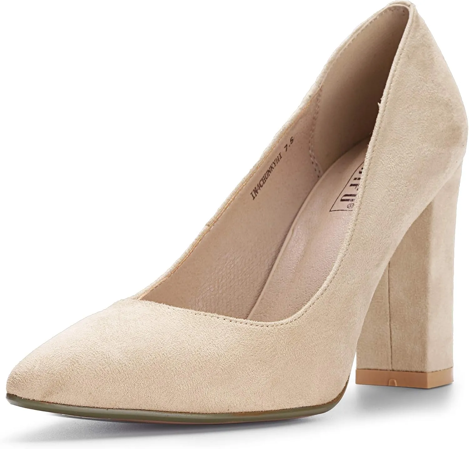 IDIFU Women's IN4 Chunky-HI Block High Heels Closed Pointed Toe Pumps Dress Office Shoes for Women