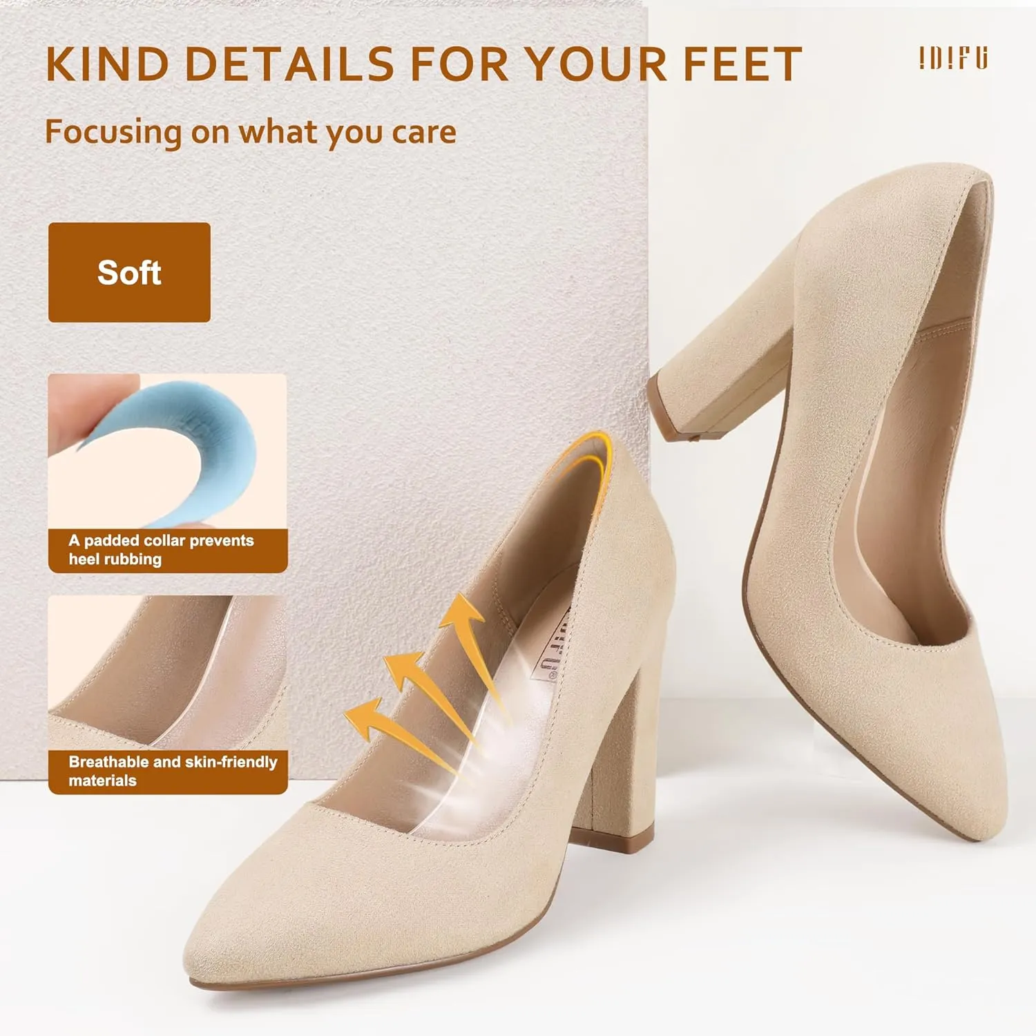 IDIFU Women's IN4 Chunky-HI Block High Heels Closed Pointed Toe Pumps Dress Office Shoes for Women