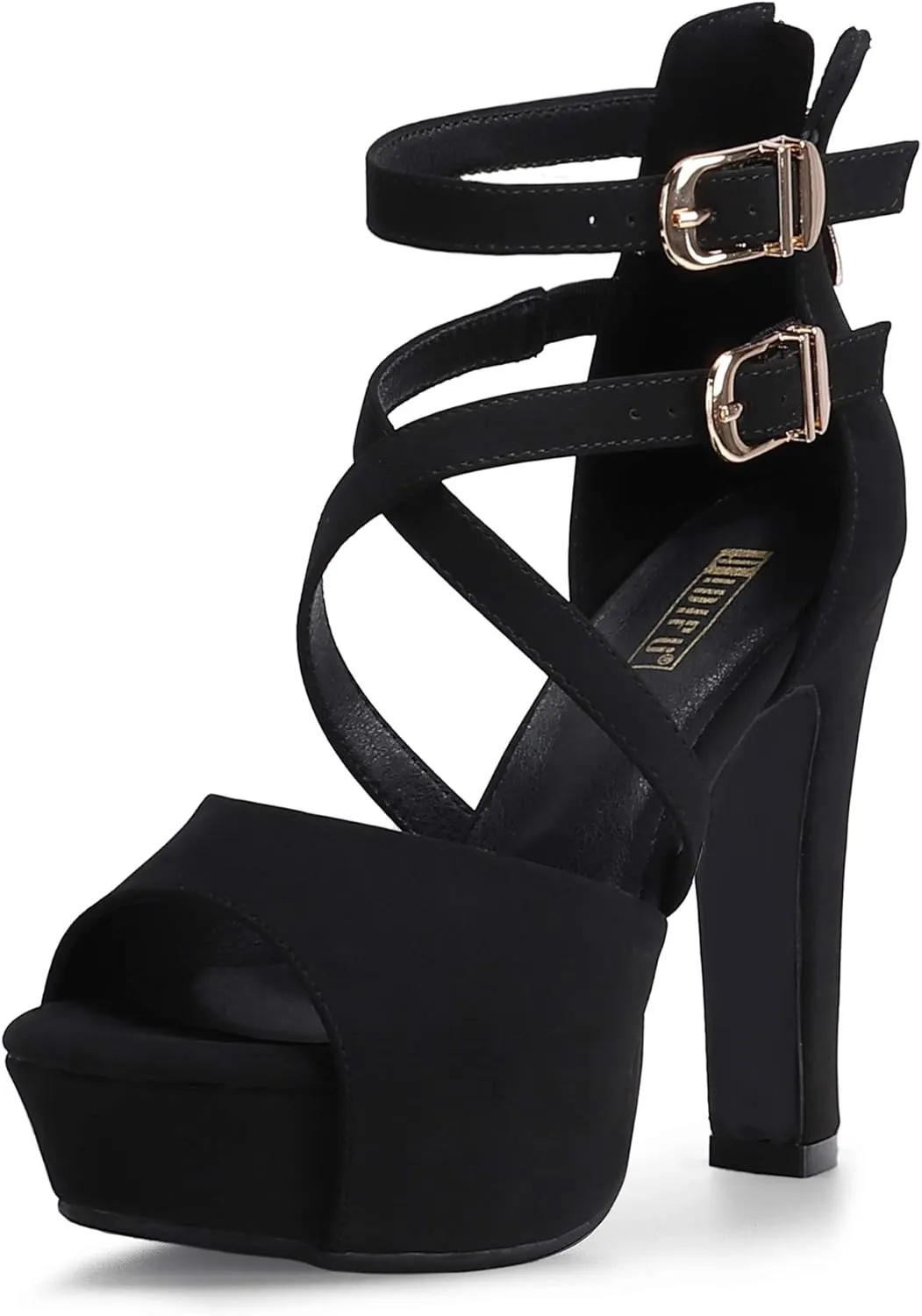 IDIFU Women's IN5 Charcy Crisscross Strappy Platform High Chunky Heels Peep Toe Pump Party Heeled Sandals