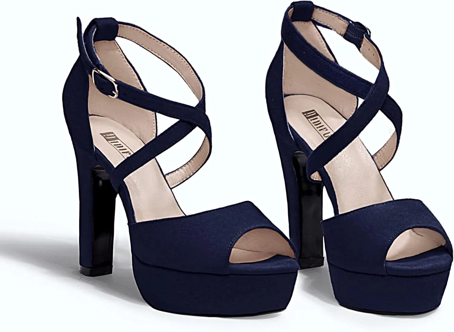 IDIFU Women's Platform Chunky High Heels Dress Sandals Peep Toe Ankle Strap Wedding Party Evening Shoes for Women Bride
