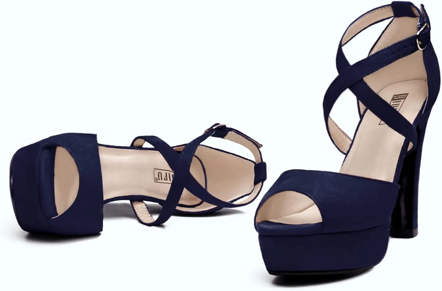 IDIFU Women's Platform Chunky High Heels Dress Sandals Peep Toe Ankle Strap Wedding Party Evening Shoes for Women Bride