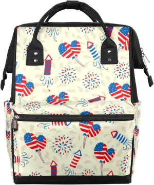 Independence Day Theme Diaper Bag Tote Large Capacity Waterproof with Adjustable Shoulder Strap and Pram Straps Mommy Bag for Hospital Beach Weekender Travel