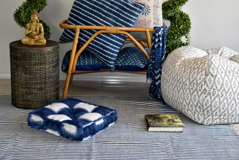 Indigo Tie and Dye Square Floor Cushion