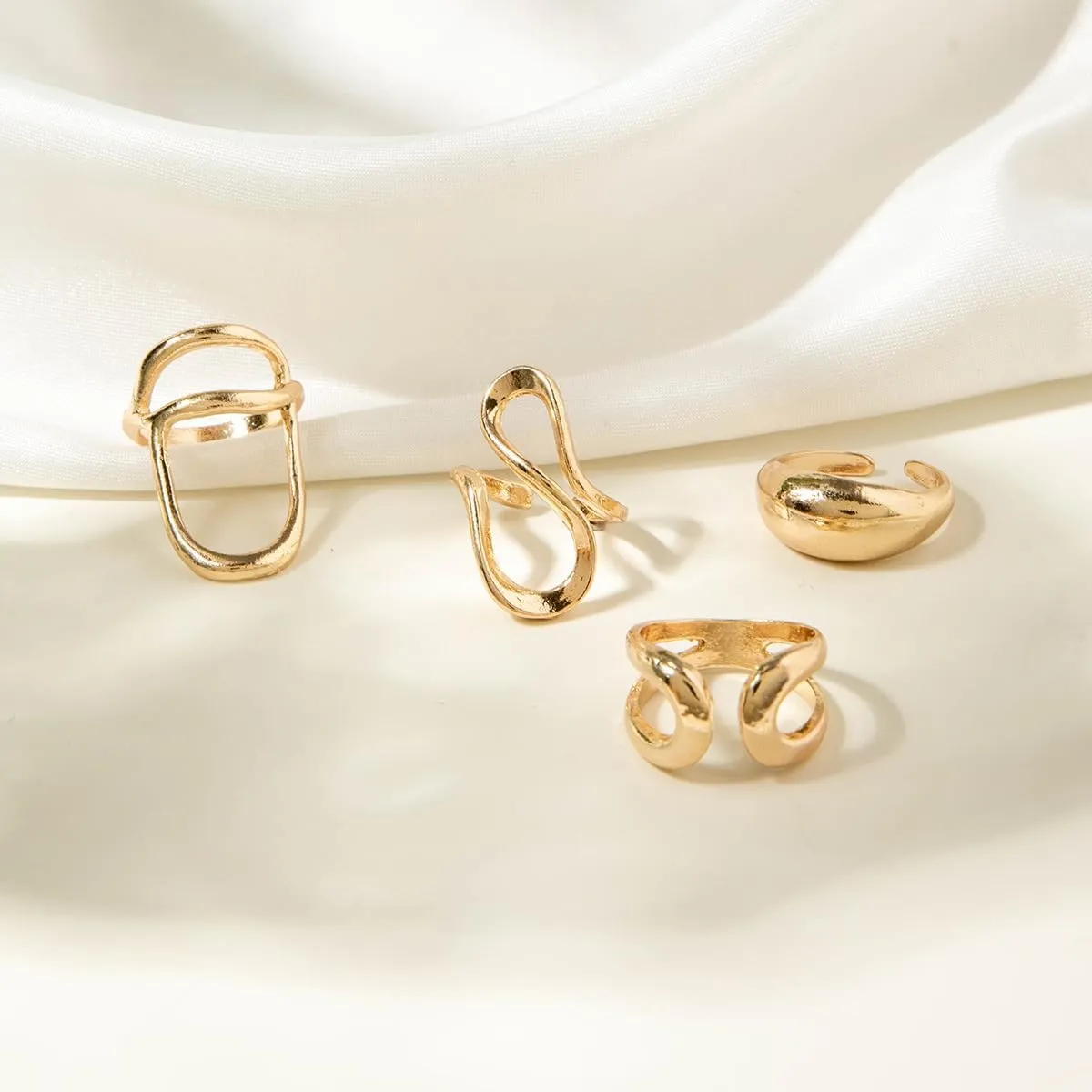 INENIMARTJ Chunky Gold Rings for Women Non Tarnish,14K Gold Plated Stacking Knuckle Rings Sets Vintage Stackable Finger Midi Ring Prom Jewelry Accessories