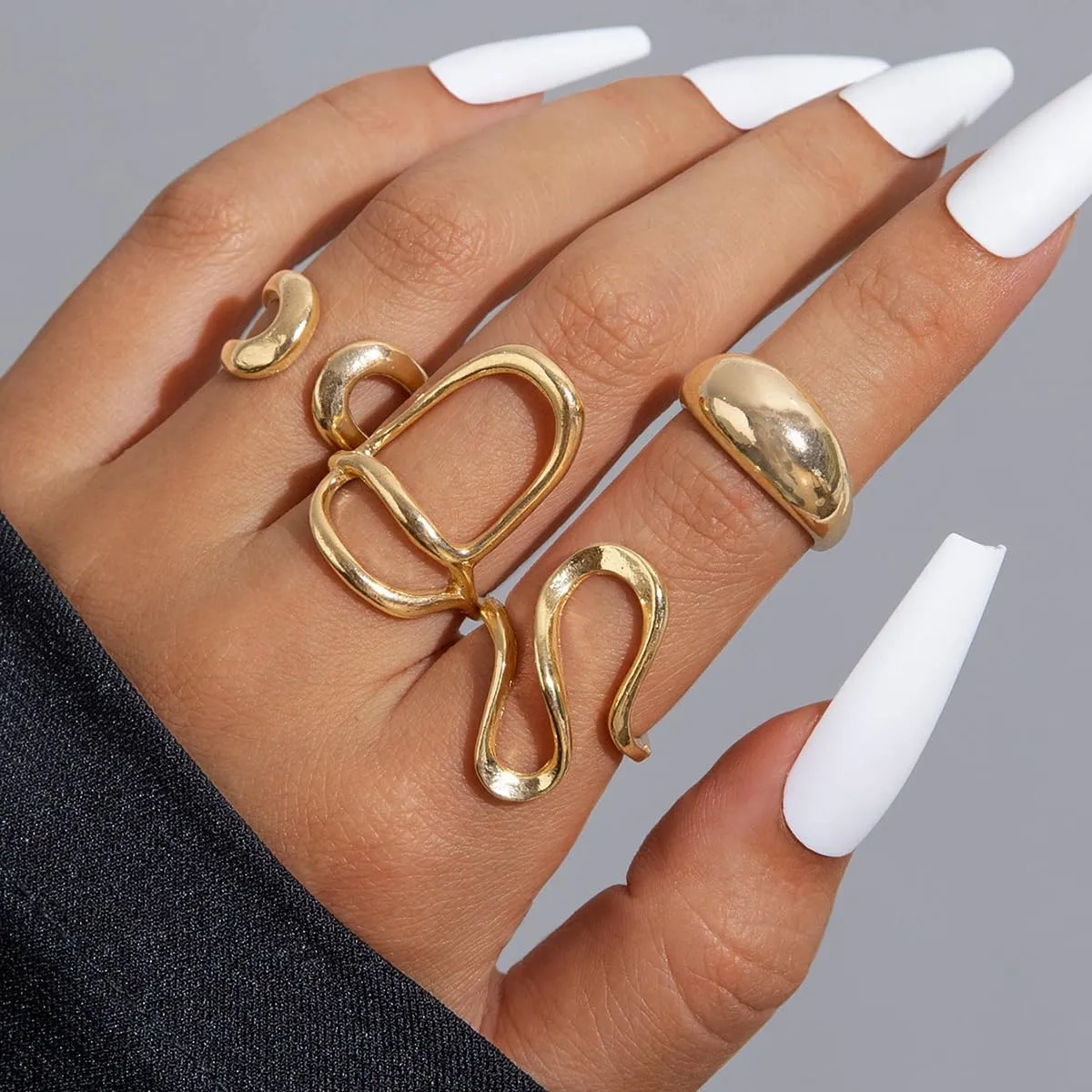 INENIMARTJ Chunky Gold Rings for Women Non Tarnish,14K Gold Plated Stacking Knuckle Rings Sets Vintage Stackable Finger Midi Ring Prom Jewelry Accessories