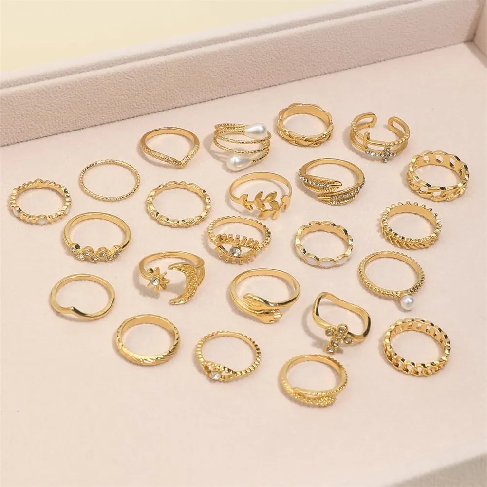 INENIMARTJ Gold Knuckle Stacking Rings for Women Vintage Boho Stackable Finger Joint Rings Set Butterfly Heart Geometric Midi Hollow Rings for Women