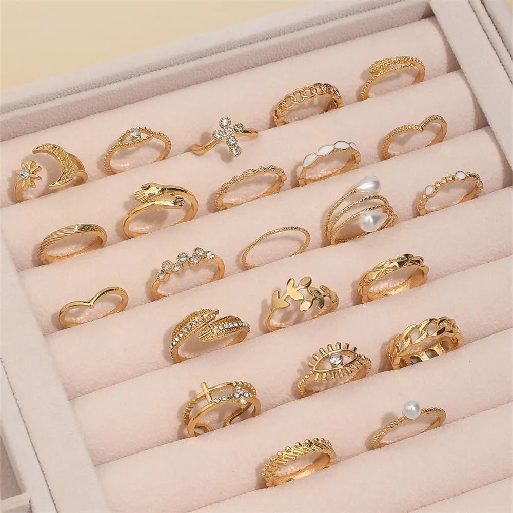 INENIMARTJ Gold Knuckle Stacking Rings for Women Vintage Boho Stackable Finger Joint Rings Set Butterfly Heart Geometric Midi Hollow Rings for Women