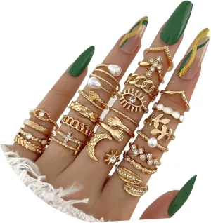 INENIMARTJ Gold Knuckle Stacking Rings for Women Vintage Boho Stackable Finger Joint Rings Set Butterfly Heart Geometric Midi Hollow Rings for Women