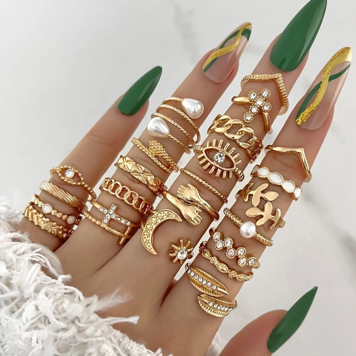 INENIMARTJ Gold Knuckle Stacking Rings for Women Vintage Boho Stackable Finger Joint Rings Set Butterfly Heart Geometric Midi Hollow Rings for Women
