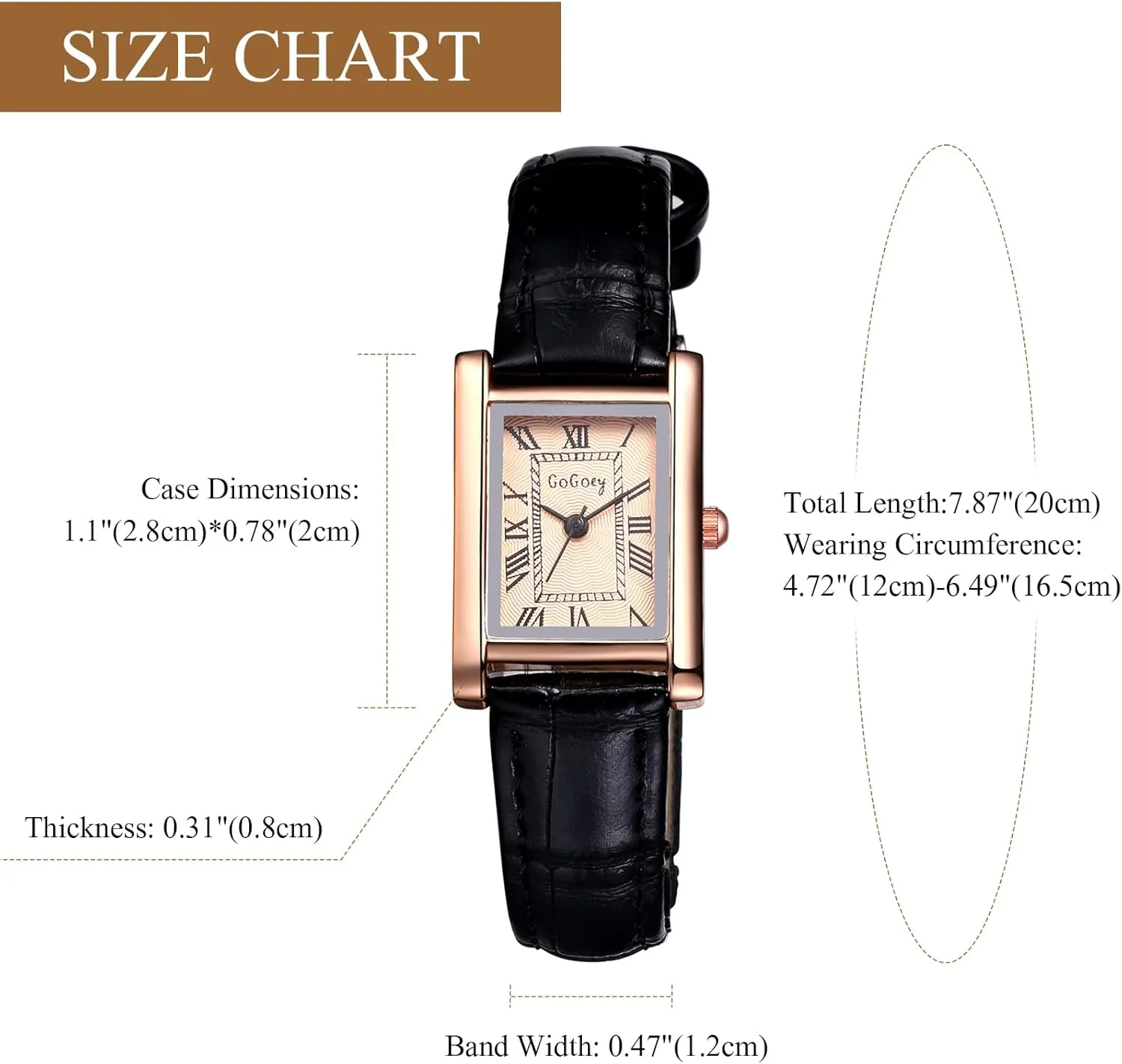 JewelryWe Small Women Leather Watch: Square Face Analog Quartz Watch Simple Elegant Casual Dress Watch