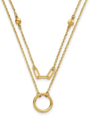 JewelryWeb 10.9mm 14k Solid Yellow Gold Polished Double Layer Necklace 18 Inch Pendant-Necklace for Women
