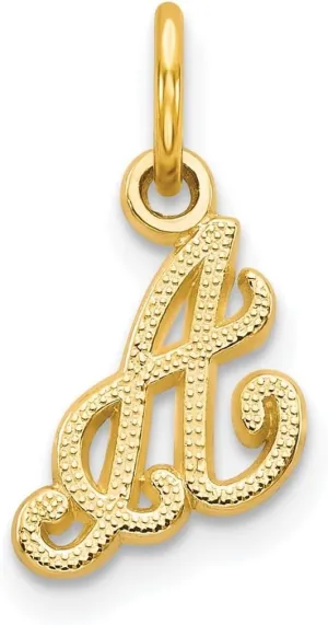JewelryWeb 10k Yellow Gold Solid Satin Letter Name Personalized Monogram Initial Charm 15x11mm Wide Pendant Necklace for Women