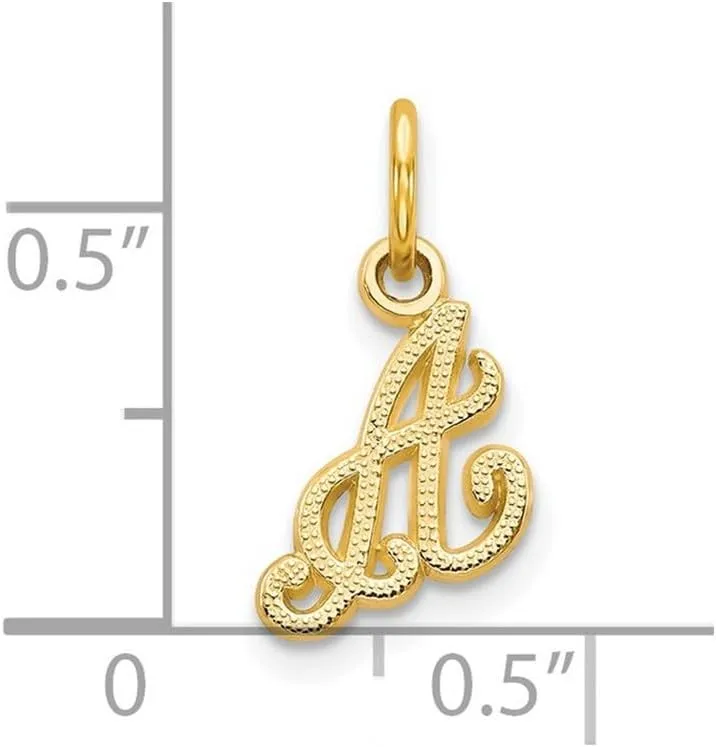 JewelryWeb 10k Yellow Gold Solid Satin Letter Name Personalized Monogram Initial Charm 15x11mm Wide Pendant Necklace for Women