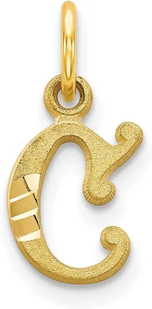 JewelryWeb 10k Yellow Gold Solid Satin Letter Name Personalized Monogram Initial Charm 20x11mm Wide Pendant Necklace for Women