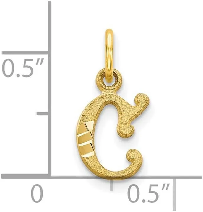 JewelryWeb 10k Yellow Gold Solid Satin Letter Name Personalized Monogram Initial Charm 20x11mm Wide Pendant Necklace for Women