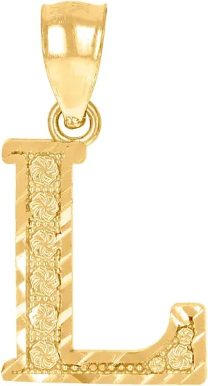 JewelryWeb 10k Yellow Gold Unisex Letter Name Personalized Monogram Initial L Alphabet Charm Pendant Necklace 21x11.1mm Wide-Pendant for Women