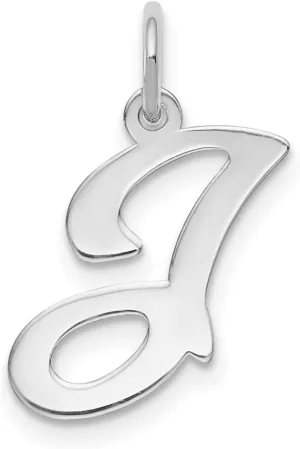 JewelryWeb 14k White Gold Solid Laser cut Polished Fancy Letter Name Personalized Monogram Initial Charm 21.3x12.7mm Pendant Necklace for Women