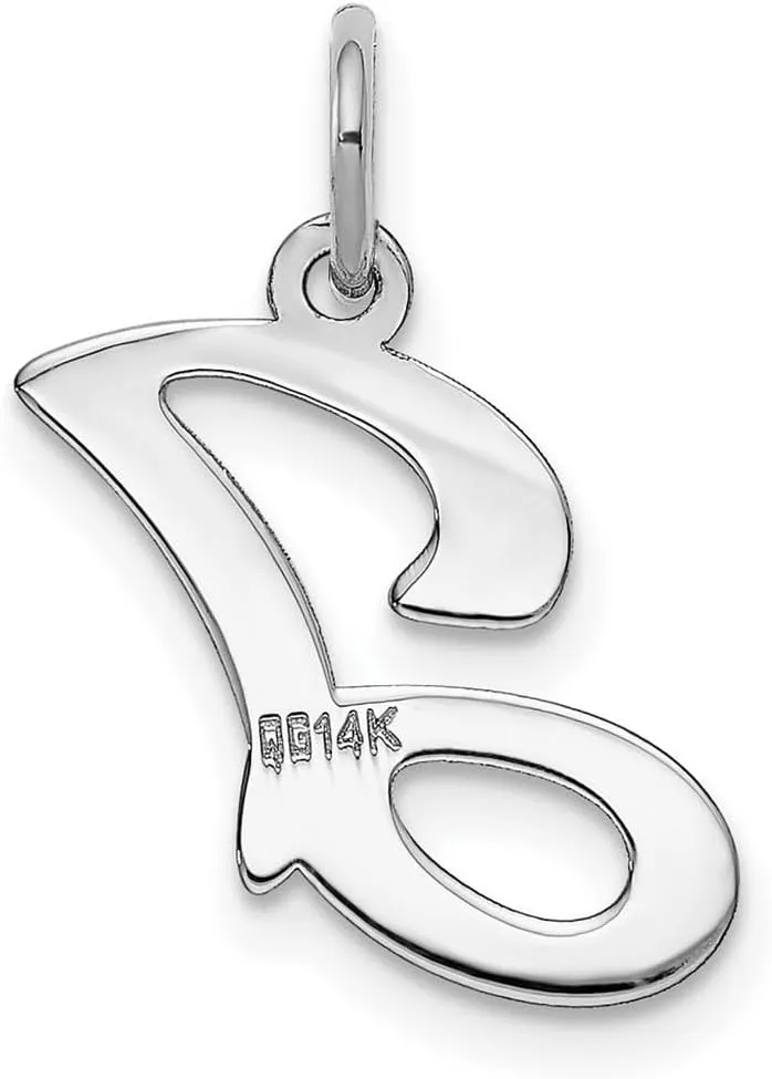 JewelryWeb 14k White Gold Solid Laser cut Polished Fancy Letter Name Personalized Monogram Initial Charm 21.3x12.7mm Pendant Necklace for Women