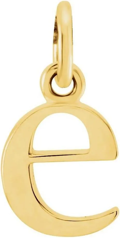 JewelryWeb 14k Yellow Gold E Polished Lowercase Letter Name Personalized Monogram Initial Pendant Necklace-Pendant for Women