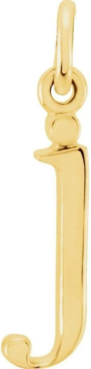 JewelryWeb 14k Yellow Gold J Polished Lowercase Letter Name Personalized Monogram Initial Pendant Necklace-Pendant for Women