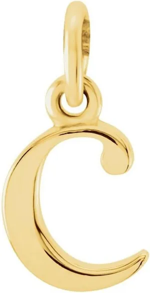 JewelryWeb 14k Yellow Gold Letter Name Personalized Monogram Initial C Polished Lowercase Initial Pendant Necklace-Pendant for Women